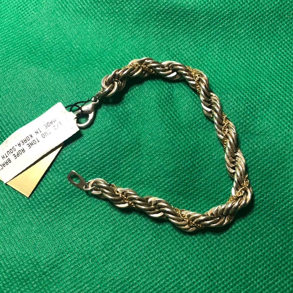 Jennifer Moore silver and gold tone rope bracelet